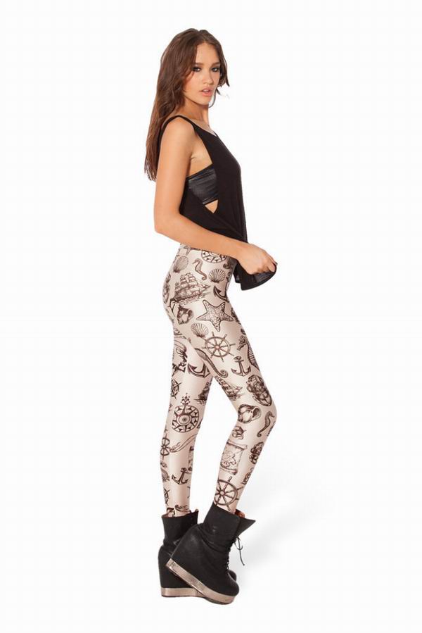 F33087  Apricot Nautical Leggings with Digital Print